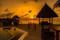 Sunrise at Four Seasons Resort Maldives at Kuda Huraa Royalty Free Stock Photo