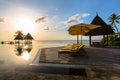 Sunrise at Four Seasons Resort Maldives at Kuda Huraa Royalty Free Stock Photo