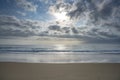 Sunrise on Fraser Island Eastern most Beach with reflection light on Ocean Water with calm waves coming in. Fraser Island Great Sa Royalty Free Stock Photo