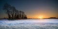 Sunrise On Frosted Tree Lined Field Royalty Free Stock Photo