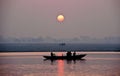 Sunrise on the Ganges river in Varanasi India