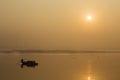 Sunrise on the Ganges River, Varanasi, India Royalty Free Stock Photo