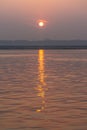 Sunrise on the Ganges River, Varanasi, India Royalty Free Stock Photo