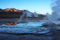 Sunrise on geyser field El Tatio, Chile