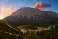 Sunrise Glow Over A Banff Mountain Valley Royalty Free Stock Photo