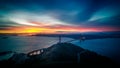 Sunrise at Golden Gate Bridge and city of San Francisco Royalty Free Stock Photo
