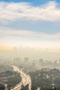 Sunrise golden hour view of Los Angeles downtown Royalty Free Stock Photo