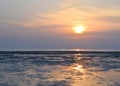 Sunrise with Golden Sun and its Reflection in Water and Colorful Sky - Vijaynagar Beach, Havelock Island, Andaman, India