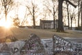 Sunrise and graffiti wall, Graceland