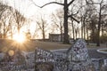 Sunrise and graffiti wall, Graceland