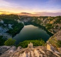 Sunrise at the Grand Canyon in Chonburi, Thailand...The well is surrounded by limestone rocks Royalty Free Stock Photo
