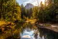 Sunrise on Half Dome and the Merced River, Yosemite National Park, California Royalty Free Stock Photo