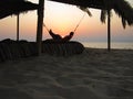 Sunrise in a hammock on the sea