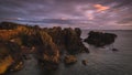 Sunrise at the harbor of Dunbar in Scotland