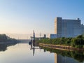 sunrise in the harbor of Krefeld Germany