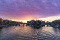 Sunrise in the heart of Paris with Ile de la Cite and Pont Neuf Royalty Free Stock Photo