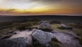 Sunrise on Higger Tor in Peak District.