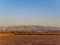 Sunrise high angle view of the Strip skyline