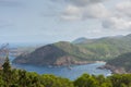 Ibiza, Spain; October 23 2021: the panoramic view of the bay of Sant Miquel and Benirras at north of Ibiza island Royalty Free Stock Photo