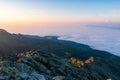 Sunrise in High Tatras mountains national park in Slovakia. Scenic image of mountains. The sunrise over Carpathian mountains. Royalty Free Stock Photo