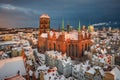 Sunrise in the historic center of Gdansk in winter, Poland Royalty Free Stock Photo