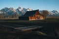 Sunrise of historic Moulton Barn in the Grand Teton National Park, Wyoming, USA. Royalty Free Stock Photo