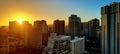 Sunrise in Honolulu waikiki Hawaii over skyline Royalty Free Stock Photo