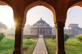 Sunrise in the Humayun's Tomb, view on the Isa Khan's tomb, Delhi, India Royalty Free Stock Photo