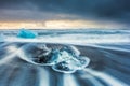 Sunrise at Ice beach, jokulsarlon, Iceland