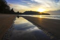 Sunrise idyllic with sand the beach Ban Krut Beach Royalty Free Stock Photo