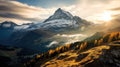 Sunrise Illuminates Autumn Mountains In Switzerland