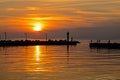 Fishing From The Pier At Sunrise In Bronte, Ontario, Canada Royalty Free Stock Photo