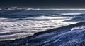 Sunrise and Inversion at Jested mountain close town Liberec, Czech republic, snow and winter and view of funicular Royalty Free Stock Photo
