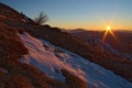 Sunrise on the Italian Alps during the winter