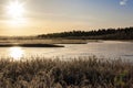 Sunrise at the Ivalojoki river in winter, Finland Royalty Free Stock Photo