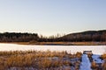 Sunrise at the Ivalojoki river in winter, Finland Royalty Free Stock Photo