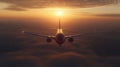 Sunrise jet above clouds Royalty Free Stock Photo