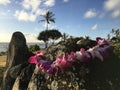 Sunrise in June at Hikinaakala Heiau in Wailua on Kauai Island, Hawaii.