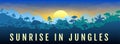 Sunrise in jungles flat color vector banner template