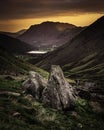 Sunrise on Kirkstone pass in Lake District, Cumbria, UK Royalty Free Stock Photo