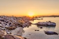 The sunrise in Kolymbithres of Paros, Greece Royalty Free Stock Photo