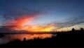 Sunrise in Komdo National Park, Indonesia from Padar island with cairns Royalty Free Stock Photo