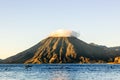 Sunrise on Lake Atitlan & volcano, Guatemala Royalty Free Stock Photo