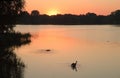 Sunrise at the lake with halo round