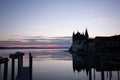 Sunrise at the lakeside with a plane tree Royalty Free Stock Photo