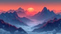 Sunrise Landscape of Meili Snow Mountains in Deqin, China AI Generated Royalty Free Stock Photo