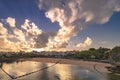 Sunrise landscape of the Naminoue beach close to the Kokusai Street Shopping District of Naha in Okinawa Prefecture, Japan Royalty Free Stock Photo