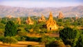 Sunrise landscape view of beautiful old temples in Bagan, Myanmar Royalty Free Stock Photo