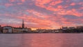 Sunrise landscapes with amazing morning glow in Stockholm in winter, view from Stockholms Stadshus Royalty Free Stock Photo