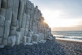 Sunrise landscapes of the basalt columns at Reynisfjara Beach, Iceland
